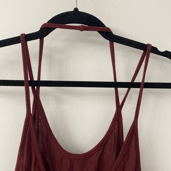 Brandy Melville women’s maroon spaghetti crossover strap tank top - Picture 4 of 5